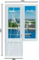 Балконный блок ПВХ 2070X1960 58мм Дома серии 1-335