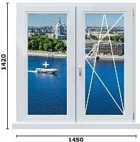 Окно ПВХ 1420X1450 58 мм гл/от Дома серии 600.11