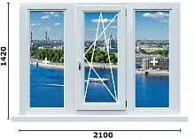 Окно ПВХ 1420X2100 58 мм гл/от Дома серии 600.11