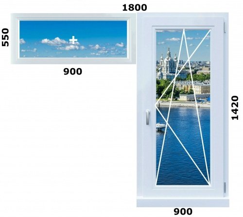 Оконная пара ПВХ 1420X1800 гл/от Дома серии 600.11