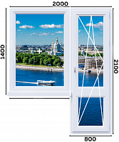 Дверь балкона ПВХ 2000X2100 58мм Дома серии 1-335